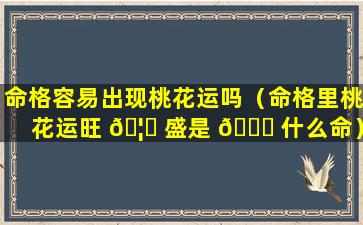 命格容易出现桃花运吗（命格里桃花运旺 🦈 盛是 🍀 什么命）
